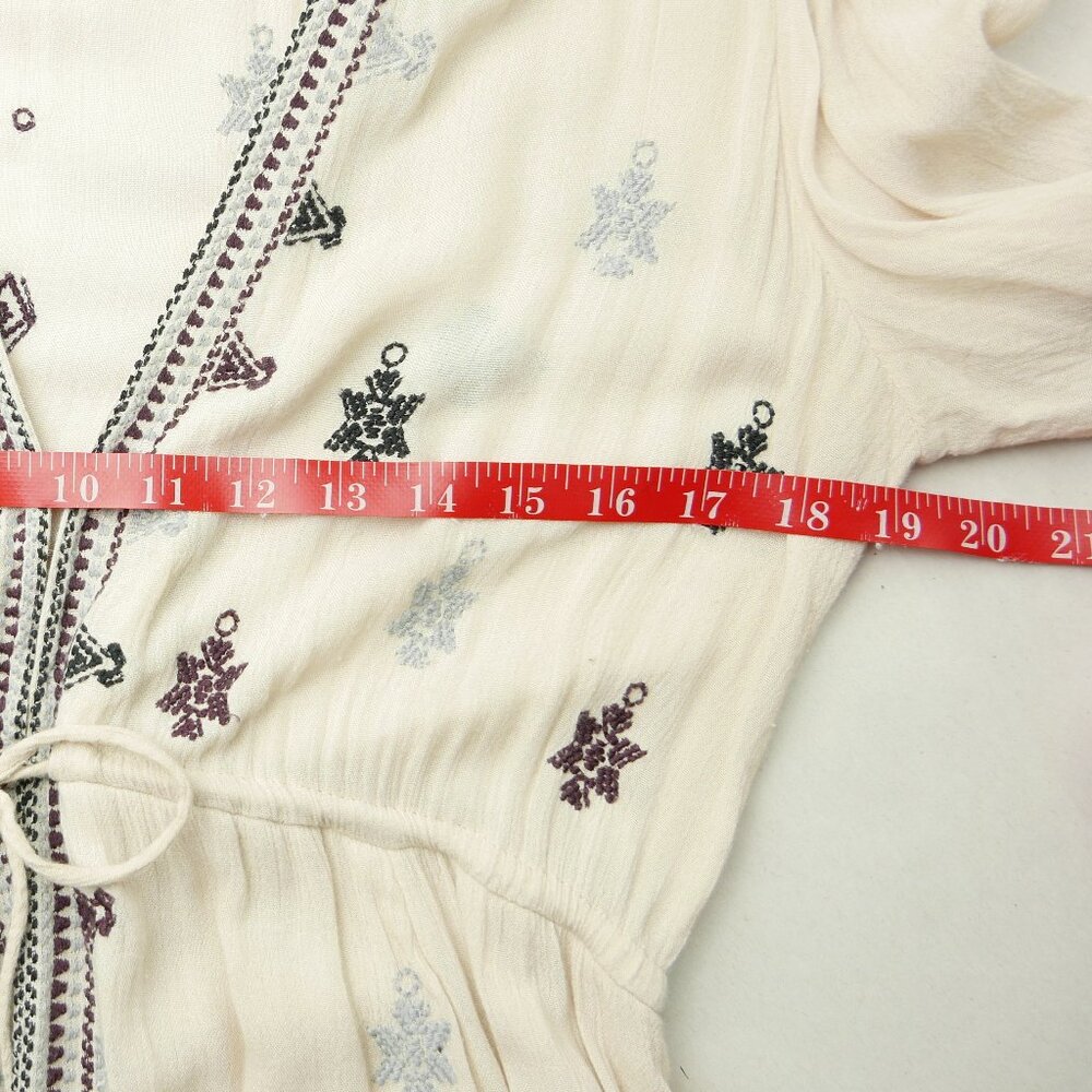 Free People	Made in India - Star Gazer Deep V Neck Empire Waist Cream